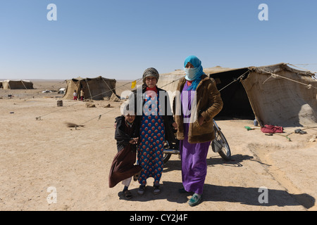 Beduinen-Familie, Qasr Al-Hayr Al-Sharqi, Syrien Stockfoto