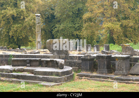 Thassos, Griechenland. Griechische Insel. September. Die Agora Ruinen römischer in Limenas Thassos Stadt. Stockfoto