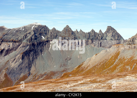 Der Tschingelhorner Teil der Glarner Schub UNESCO Weltkulturerbe in Flims, Schweiz, Europa Stockfoto