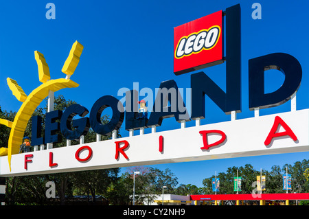 Eingang zum Freizeitpark Legoland Florida, Winter Haven, Zentral-Florida, USA Stockfoto