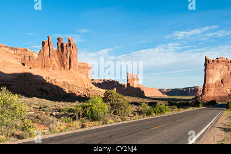 Arches National Park in Utah drei Klatsch Bildung Stockfoto