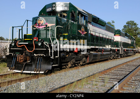 Zug auf Schienen in Aberdeen North Carolina (The Carolina Route) (Aberdeen Carolina & Western) Stockfoto