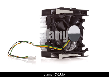 CPU-Kühler isoliert auf weißem Hintergrund Stockfoto