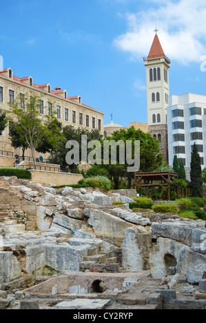 Römischer Bäder Garten – Ausgrabungen in der Innenstadt von Beirut, Libanon, Naher Osten Stockfoto