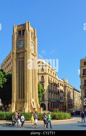 Osmanische Uhrturm, Nejme Square, die Innenstadt von Beirut, Libanon, Naher Osten Stockfoto