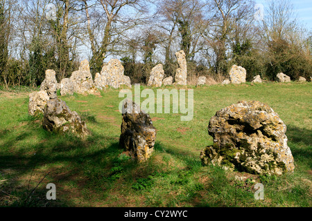 Die Könige Männer neolithische Steinkreis Rollright Stones Oxfordshire England UK Stockfoto