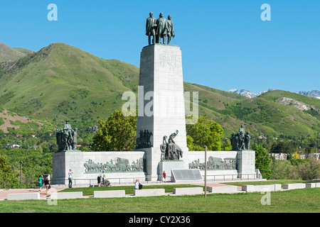 Utah, Salt Lake City, "This Is The Place" Heritage Park, "Das ist der Platz-Denkmal" feiert Mormonenpioniere Stockfoto