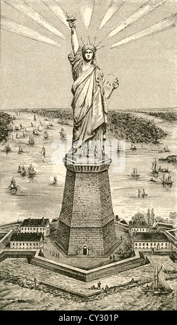 Statue of Liberty, New York, Vereinigte Staaten von Amerika bald nach seiner Einweihung am 28. Oktober 1886. Stockfoto