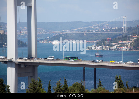 Blick von der östlichen Seite von Istanbul über den Bosporus-Brücke Stockfoto