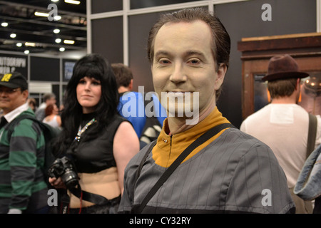 Star Trek-Fan verkleidete sich als Daten auf der Star Trek Convention, London. Stockfoto