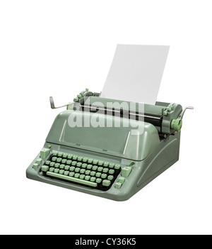 Retro-Schreibmaschine mit Beschneidungspfad isoliert. Stockfoto