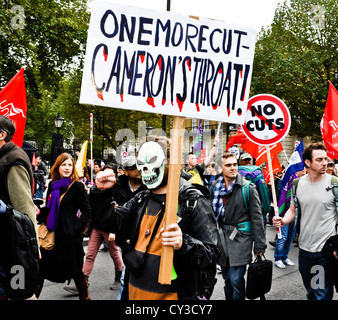 20.10.12 LONDON: ein Plakat auf dem Anti-Schnitten A Future, dass Werke TUC Marsch. Stockfoto