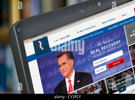 US-republikanische Präsidentschaftskandidat Mitt Romney Wahl 2012 Webseite, USA Stockfoto