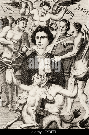 H. Biherstein, gedruckt im Jahre 1850 Porträt von Donatien Alphonse François Marquis De Sade (1740-1808) Stockfoto