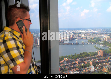 Boston Massachusetts, Prudential Center, Skywalk Observatory, Luftaufnahme von oben, Panoramablick, East Cambridge, Back Bay Water, Charles River Stockfoto