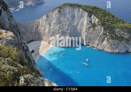 Ein Panorama über Shipwreck Bay, Zante (Zakynthos), Ionische Inseln, Griechenland Stockfoto