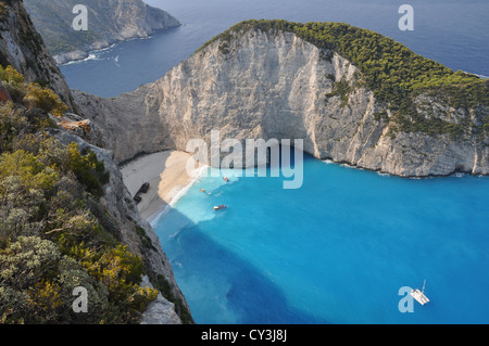 Ein Panorama über Shipwreck Bay, Zante (Zakynthos), Ionische Inseln, Griechenland Stockfoto