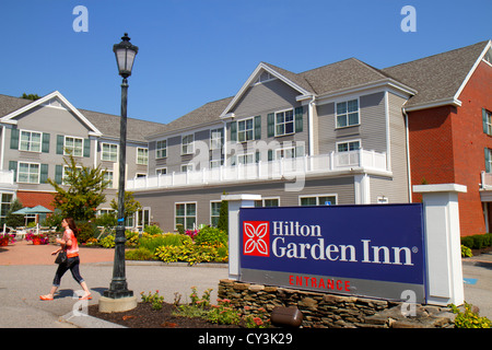 Maine, Nordosten, Neuengland, Freeport, Hilton Garden Inn, Motel, Hotel Hotels Unterkunft Inn Motel Motels, vorne, außen, Eingang, Landschaft, Schild, Logo Stockfoto