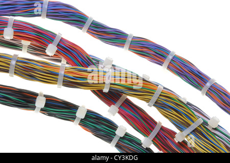 Bündel von Netzwerk-Kabel mit Kabelbindern Stockfoto