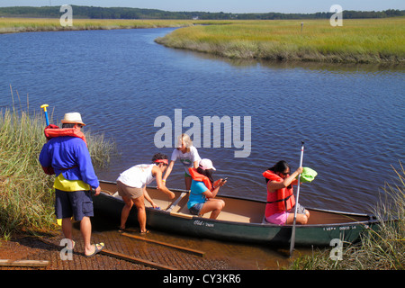 Maine, Nordosten, Neuengland, Scarborough, Scarborough Marsh Audubon Center und Naturgeschäft, Dunstan River Water, Kanu, Vermietung, Salzwassermündung, Asian AS Stockfoto