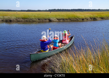 Maine, Nordosten, Neuengland, Scarborough, Scarborough Marsh Audubon Center und Naturgeschäft, Dunstan River Water, Kanu, Vermietung, Salzwassermündung, Asian AS Stockfoto