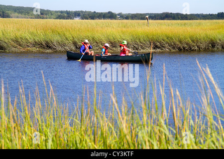 Maine, Nordosten, Neuengland, Scarborough, Scarborough Marsh Audubon Center und Naturgeschäft, Dunstan River Water, Kanu, Vermietung, Salzwassermündung, Asian AS Stockfoto