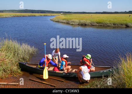 Maine, Nordosten, Neuengland, Scarborough, Scarborough Marsh Audubon Center und Naturgeschäft, Dunstan River Water, Kanu, Vermietung, Salzwassermündung, Asian AS Stockfoto