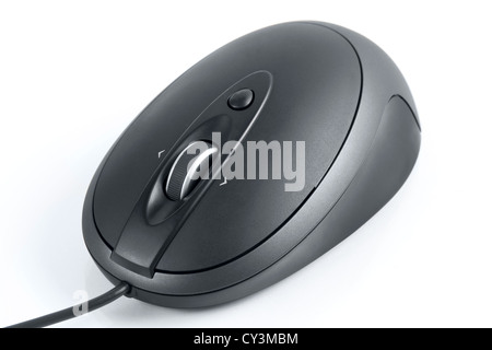 Schwarze Maus isoliert auf einem weißen Hintergrund. Stockfoto