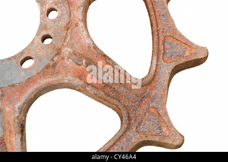 Rostigen Rad isoliert auf weißem Hintergrund Stockfoto