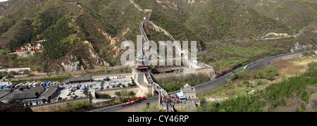 Panorama-Bild von The Great Wall Of China bei der Juyongguan pass Dorf, Provence, Peking, Asien. Stockfoto