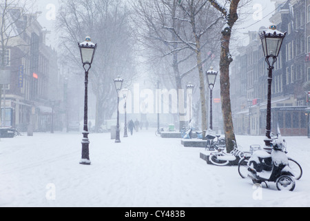 Erster Schnee in Amsterdam im Winter 2012 Stockfoto