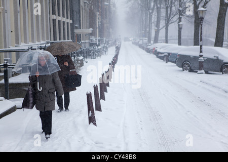 Erster Schnee in Amsterdam im Winter 2012 Stockfoto