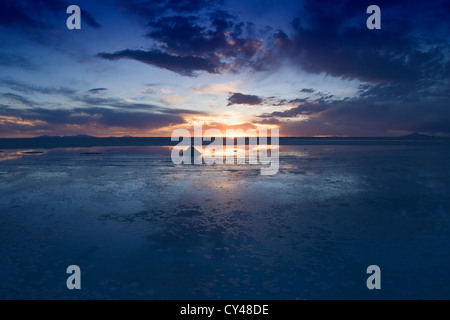 Salar de Uyuni bei Sonnenuntergang, Potosi, Bolivien Stockfoto