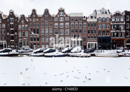 Erster Schnee in Amsterdam im Winter 2012 Stockfoto