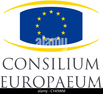 Logo des Rates der Europäischen Union mit Sitz in Brüssel. Stockfoto