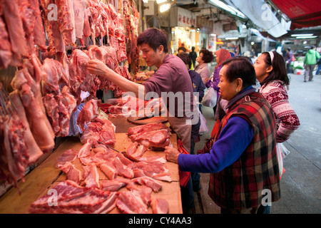 Fleischmarkt in Hongkong, China Stockfoto