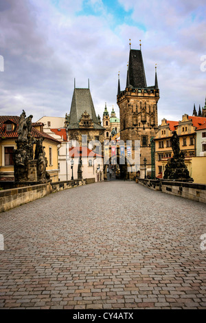 Malostranska Mostecka Vez Turm auf Charles Bridge Prag Stockfoto