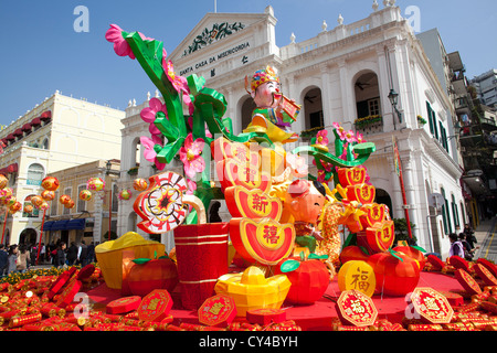 Dekorationen während Chinese New Year in Macau, China Stockfoto