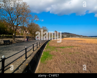 Die Promenade und Wattflächen Grange über Sand ein Badeort in der Region Süd Seen von Cumbria England UK Stockfoto