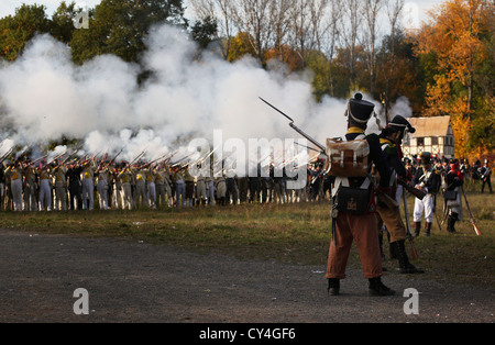 Reenactment der Schlacht von Leipzig oder Schlacht der Nationen, am 16. bis 19. Oktober 1813 bei Leipzig, Deutschland. Stockfoto