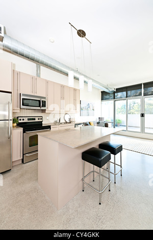 Küche und Wohnzimmer der Wohnung - Kunstwerk aus Fotograf portfolio Stockfoto