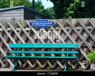 Gleis 1, Sheringham Station, North Norfolk Railway, Norfolk, Großbritannien. Stockfoto