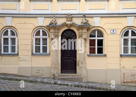 Das Tor, wo Harry Lime (Orson Welles) seinen ersten Auftritt in "Der dritte Mann", Schreyvogelgasse, Wien, Österreich hat. Stockfoto