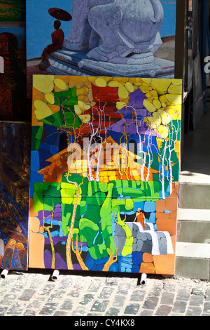 Verkauf von Bildern in den Straßen von Rangun, Myanmar Stockfoto