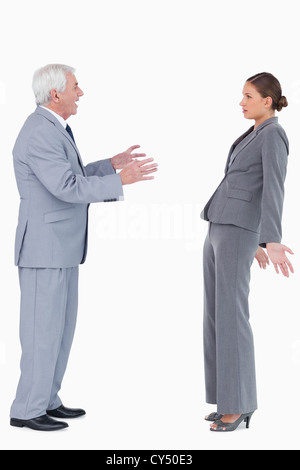 Geschäftsmann beschuldigen Kollegen Stockfoto