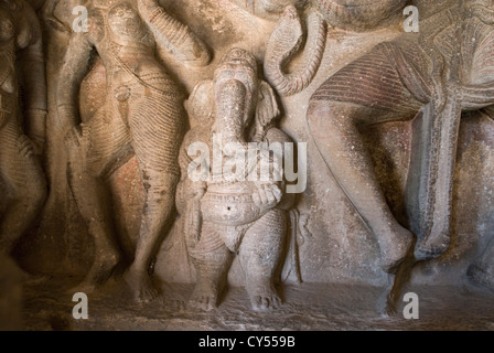 Ganesha in Ravanaphadi Cavetemple in Aihole, Karnataka. Stockfoto