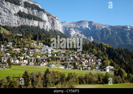 Schweizer Alpen Berg Stadt von Flims, Graubünden, Schweiz-Europa Stockfoto