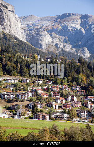 Schweizer Alpen Berg Stadt von Flims, Graubünden, Schweiz-Europa Stockfoto
