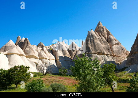 Die Feen Schornstein Felsen Säulen Formationen von Love Valley, in der Nähe von goreme, Kappadokien Stockfoto