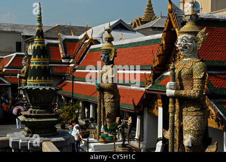 Menschen, Zier, Wächter, detail, Wat Phra Kaeo Tempel, Buda, Grand Palace, Bangkok, Thailand, Asien Stockfoto